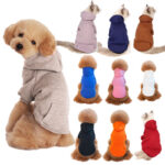 Autumn Winter Dog Clothing Solid Color Clothes for Pet Dog Hoodie Sweater Pet Sweater Teddy Clothes Velvet Dog Coat Cat Hoodies