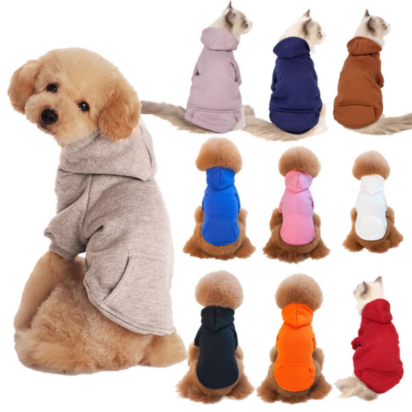 Autumn Winter Dog Clothing Solid Color Clothes for Pet Dog Hoodie Sweater Pet Sweater Teddy Clothes Velvet Dog Coat Cat Hoodies