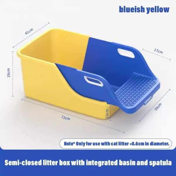Semi-Closed Cat Litter Box Extra Plastic Large Cat Litter Box Anti-Splash Detachable Cat Toilet Pet Poop Pan Kitten