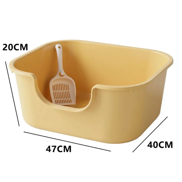 Large Cat Litter Box with High Sides Cat Basin Litter Pan Kitten Potty Semi-closed Toilet Open Top Pet Litter Box