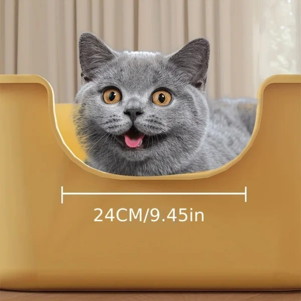 Large Cat Litter Box with High Sides Cat Basin Litter Pan Kitten Potty Semi-closed Toilet Open Top Pet Litter Box