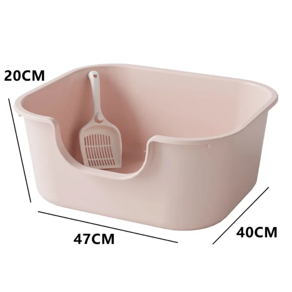 Large Cat Litter Box with High Sides Cat Basin Litter Pan Kitten Potty Semi-closed Toilet Open Top Pet Litter Box