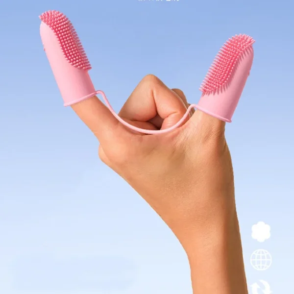 Soft Dog Finger Brush Toothbrush Double Headed Pet Toothbrush Dog Cleaning Breath Care TPR Designer Dog Brush Pet Supplies