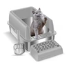 Large Detachable Stainless Steel Cat Litter Box with Lid Easy to Clean Widened Slip Resistant for Large Medium Small Cats