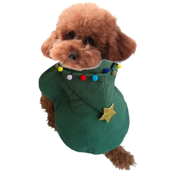 Christmas Tree Elk Cloak Dog Coats XL Winter Holiday Costumes for Pets Festive Apparel for Dogs