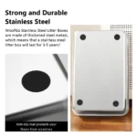 Large Detachable Stainless Steel Cat Litter Box with Lid Easy to Clean Widened Slip Resistant for Large Medium Small Cats