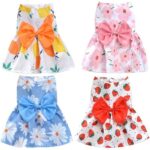 Summer Pet Clothes Princess Dress Butterfly Flower Print Lace Tulle Sleeveless Dog Coat Lovely Pattern Fashion Print Coating