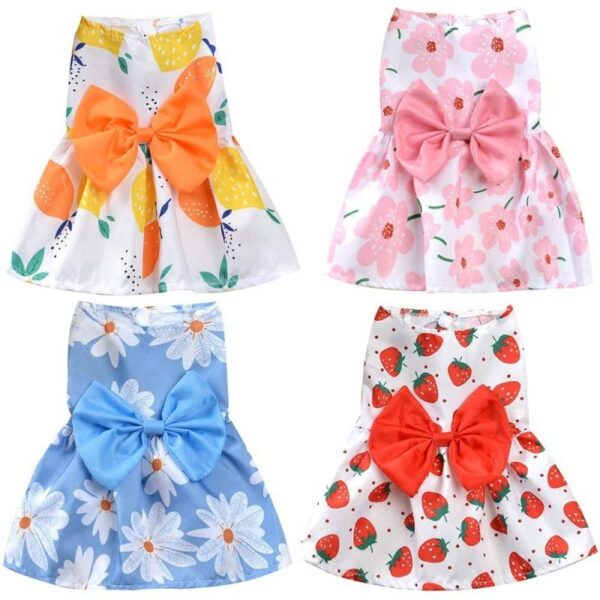 Summer Pet Clothes Princess Dress Butterfly Flower Print Lace Tulle Sleeveless Dog Coat Lovely Pattern Fashion Print Coating