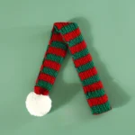 New Knitted Striped Pet Christmas Scarf for Cats Dogs Rabbits Wool Balls Thickened Warm Neck Bibs Dog Scarf