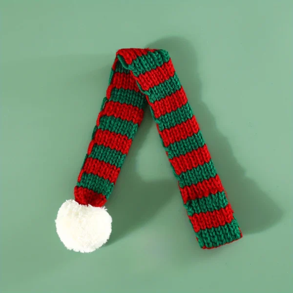 New Knitted Striped Pet Christmas Scarf for Cats Dogs Rabbits Wool Balls Thickened Warm Neck Bibs Dog Scarf