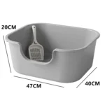Large Cat Litter Box with High Sides Cat Basin Litter Pan Kitten Potty Semi-closed Toilet Open Top Pet Litter Box