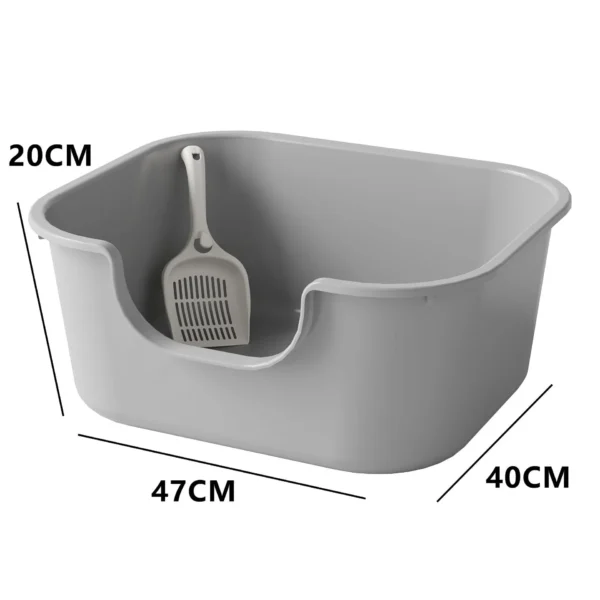 Large Cat Litter Box with High Sides Cat Basin Litter Pan Kitten Potty Semi-closed Toilet Open Top Pet Litter Box